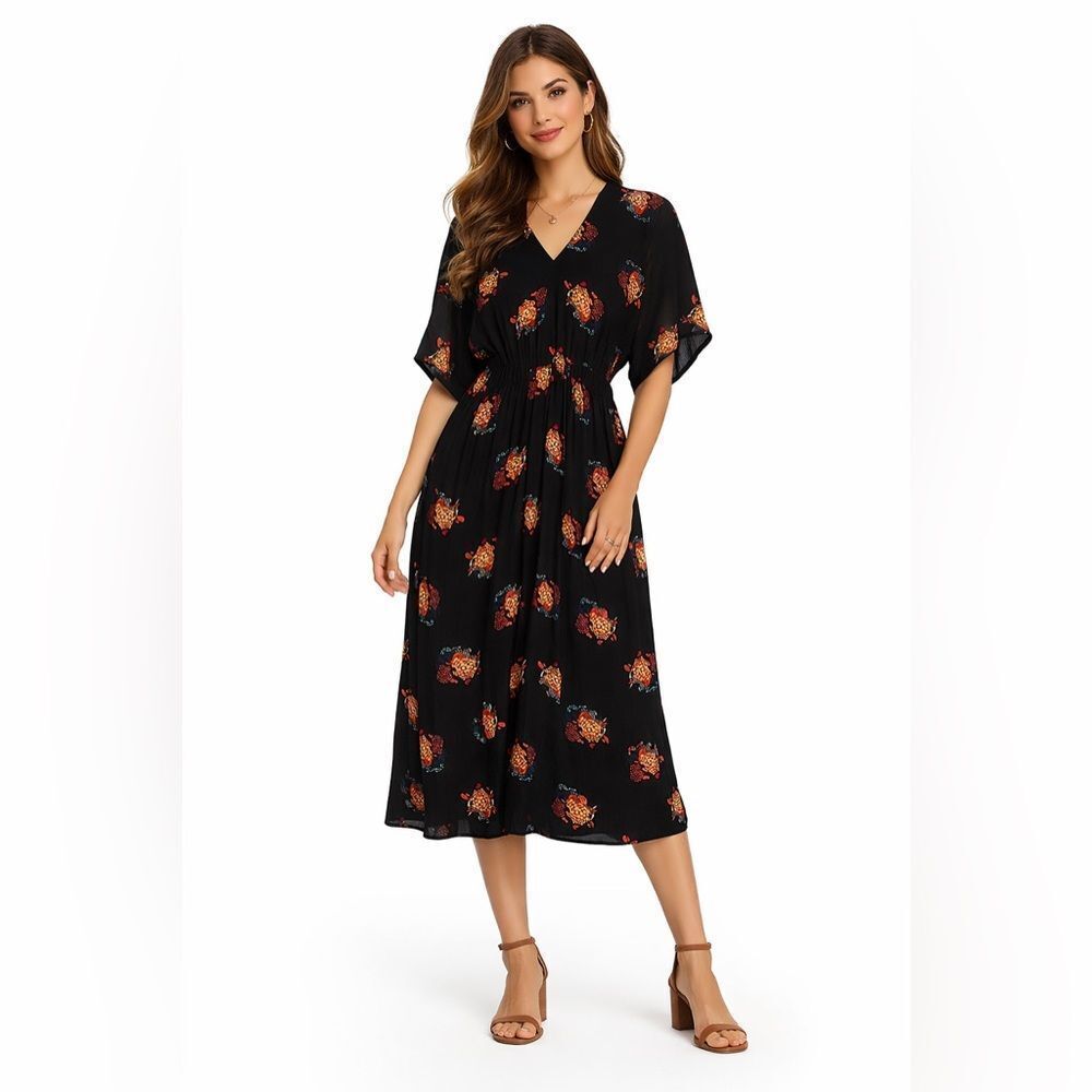 Tucker Silk Dress Turtle Midi NWOT